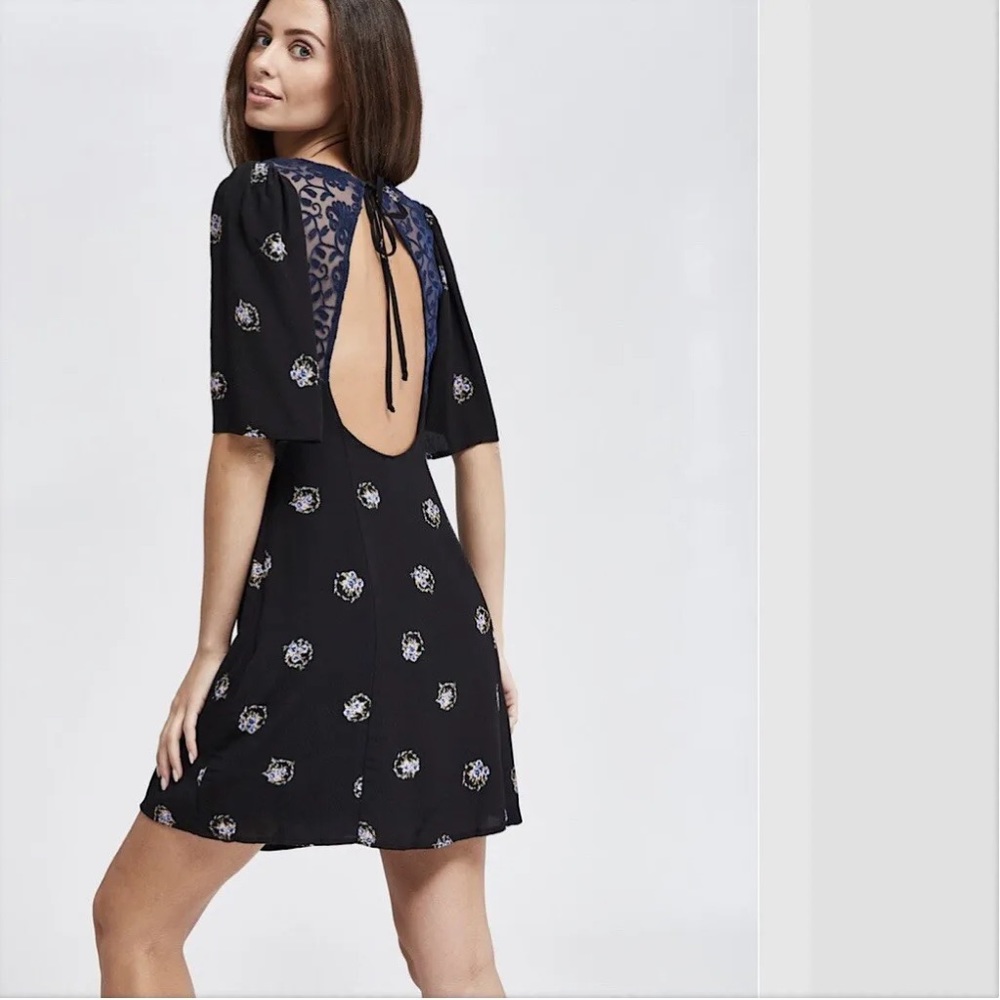 Free People Black and Blue Mini Dress
